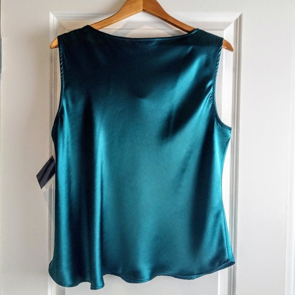Dorman Teal 100% Silk Cowl Neck Sleeveless Top NWT - Picture 2 of 4